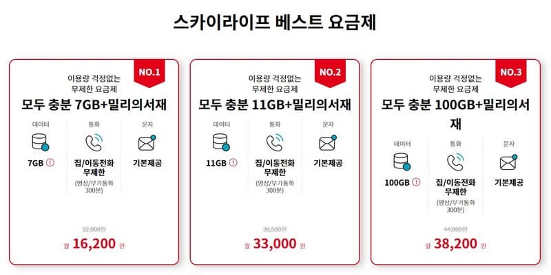 스카이라이프 밀리의 서재 요금제